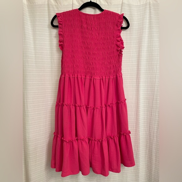 Fuchsia Sleeveless Smocked Tiered Maternity Dress EUC - Picture 7 of 9